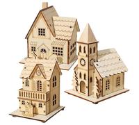 de Navidad LED - Decoraciones Colgantes iluminadas, Brillo a Pilas, diseño de Madera Tallada, iluminación Blanca cálida | Juego de rústicos para el hogar, Mesa, Ventana