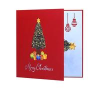 de Navidad - Material de papel, diseño de árboles de Navidad 3D, área de mensajes escritos a mano, Christma es gracias, tarjetas de Navidad vintage | Pop -up Cards for Mom Dad Son Kids Regalo