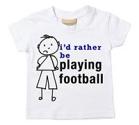 De niño I'D Rather Be Playing Fútbol Camiseta Bebé Niño Niños Disponible en Tallas 0-6 Meses to 14-15 Years Son Stick Person - Blanco, 9-11 Years