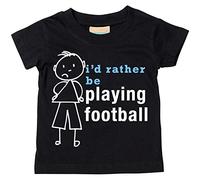 De niño I'd Rather Be Playing Fútbol Camiseta Bebé Niño Niños Disponible en tallas 0-6 Meses to 14-15 Years Son Stick Person - Negro, 9-11 Years