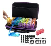 de Organizador de píldoras mensual - para medicamentos Extra grandiosos portátiles, 3 Veces al día Porta la píldora para la Noche de la mañana | Estuche de Viaje Duro para tabletas, Vit
