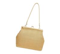 De Paja | Bolso Grande Retro Con Cierre Kiss-Lock - Tote Bag De Playa De Paja | Para Verano, , Vacaciones, Trabajo, Universidad, , Compras, Salón, caqui, Se référer au