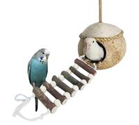 de pájaro Casa de coco - Hout colgante colgante de pájaro, de reproducción de coco con percha | Jaula Swing Toy y refugio natural para periquitos, pinzones, tortolitos,
