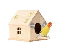 de Pájaros - De Madera con Posadero - Pequeña Casa de Aves con Ventana,para Agapornis Cacatúa Pinzón NINFA Loro Canario Conuro Jaula Balcón Exterior Patio Jardín Patio