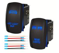de Palanca para Barra de Luz LED y Luz Trasera 12V 20A 5 Pines Azul con Cables de Conexión para ATV, UTV, Coche, Barco y Camiones