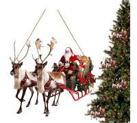 de Papá Noel Acrylic Deer Sleigh 2D | Christmas Reindeer Sleigh Santa Ornament for Christma Tree - Santas Reindeer Sleighs Ornaments for Christmas Tree, Door, Window