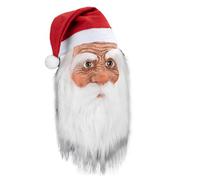 de Papá Noel para adultos: máscara de Navidad de látex, con cabeza completa, gorro rojo y barba blanca, juego de rol para festivas, accesorios de disfraces, entretenimiento de