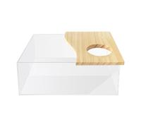 de para hámster, contenedor transparente de madera acrílica | Bañera pequeña para mascotas para inodoro de jerbo, caja de juegos, aseo, baño, jugar, explorar, esconderse y dormir