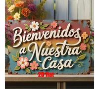 de Pared Metálico 2D , Placa de Pared, Bienvenidos a Hogar, España. Adecuado para Hogar, Porche, , Jardín, Comedor, Patio, Regalo Ideal para , Regalo de Vacaciones, 7.8x11.8 Pulgadas, 2D