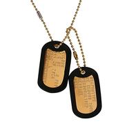 De Perro de latón Etiquetas: Juego de Perro Estilo ejército ID 2 Etiquetas de Personalizado de tu Propio con Cadenas de latón de Punta de Bola y Negro silenciadores, con Grabado de tu Mensaje
