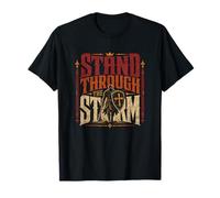 De pie a través de la Santa tormenta Christian Knight Faith Camiseta