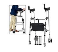 De pie en posición vertical con asiento Ayudas para caminar ajustables con reposabrazos para discapacitados Movilidad limitada Plegable 4 ruedas Plata El doble de comodidad