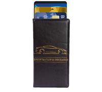 de piel para documentos de coche, para tarjetas de visita, organizador compacto para carné de conducir, documentos de vehículos, registro de coche, seguro, agencia de viajes, hogar, Negro