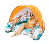de piscina con toldo | Silla flotante inflable para playa - Colchón de piscina relajante con portavasos | para lago, río, playa, actividades acuáticas, vacaciones, viajes, hotel, club de