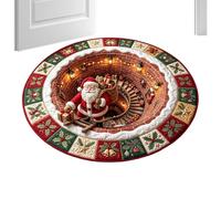 de piso navideño - de truco visual 3D, tapiz de entrada de | Alfombra de terciopelo suave lavable | Treinta 1 punto y cinco pulgadas círculo para decoración interior de la casa unidades