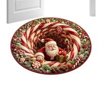 de piso navideño - de truco visual 3D, tapiz de entrada de | Alfombra de terciopelo suave lavable | Treinta 1 punto y cinco pulgadas círculo para decoración interior de la casa unidades