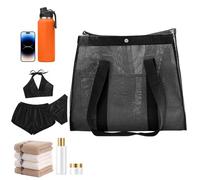 de playa de poliéster grande reutilizable de 55 Cm, cremallera | de ducha portátil | Bolso de baño de secado rápido para dormitorio universitario para mujeres, bolsas de doe voy, Negro