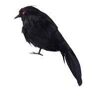 De Plumas Negro Hecho A Mano - Crow Artificial | Decorativo De 6.3 Pulgadas | Accesorio Ligero De Calabaza De Halloween Realista | Figura De pájaro para La Fiesta De Navidad De Navidad D