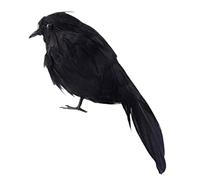 De Plumas Negro Hecho A Mano - Crow Artificial | Decorativo De 6.3 Pulgadas | Accesorio Ligero De Calabaza De Halloween Realista | Figura De pájaro para La Fiesta De Navidad De Navidad D