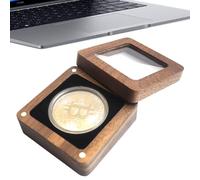 de presentación de Monedas - Vitrina de Monedas Individuales de Nogal, Soporte para Bandeja de Insignias, Estuche de Almacenamiento para coleccionistas | Familia Amigos Colegas Organizador de reg