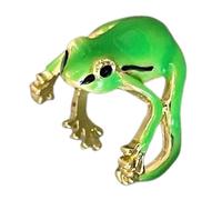 de rana, acabado plateado pulido, aleación de metal ajustable, accesorio de criatura estética retro, escultura única de vida silvestre, encantadora joyería de animales pequeños para