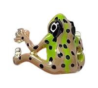 de rana, acabado plateado pulido, aleación de metal ajustable, accesorio de criatura estética retro, escultura única de vida silvestre, encantadora joyería de animales pequeños para