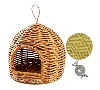 de ratán de imitación para pájaros, refugio para colgar, 7.87 x 7.87 pulgadas, cama de interior con cálida, casa para loros, cabaña de periquitos, cesta de pájaro de amor para
