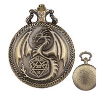 de reloj de bolsillo de almacenamiento y visualización práctica | Dragón tallado en caja de almacenamiento y presentación mecánica para hombre con Dados, reloj de bolsillo estilo vintage