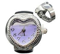 de reloj de dedo con forma de corazón en reloj analógico de cuarzo, creativo con cintura ajustable y diseño elegante | Accesorio de para mujer hombre casual quo, púrpura, Se