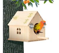 | De Reproducción De Madera Con Percha | Pequeña Casa para Pájaros con Ventana | Inseparables Calopsitte Conure Pinzón Canario Cacatúa Jaula Exterior Jardín Balcón