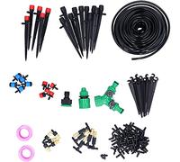 de riego por microgoteo Kit de riego de jardín con tubo de 25 m Boquillas ajustables Goteros Ahorro de agua 70% para césped Huerto PVC ABS Material de cobre