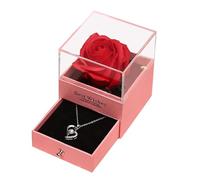 de rosas con collar - organizadora de joyas, regalo de collar con diseño de corazón, recuerdo romántico para San Valentín, decorativa de rosas para amigos de la familia | Aniversario de