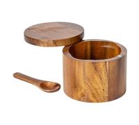 De Sal De Madera - Diseño De Contenedor De Madera Maciza Con Tapa Giratoria, Organizador Compacto De Condimentos Para Encimera, Accesorio De Cocina Hecho A Mano Duradero | Almacenamiento De Mesa