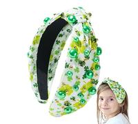 de San Patricio para niñas,S t. Diadema de San Patricio - Diadema de vacaciones irlandesas - Cintas de San Patricio - Accesorios para el cabello anudado, trébol verde irlandés para mujeres y