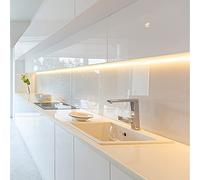 DE SANCTIS LIGHT DESIGN Led Bajo Mueble Barra Cocina Perfil Con Sensor Dimmer Luz Continua Alimentación Profesional Made In Italy (Blanco Cálido, 150Cm Negro)