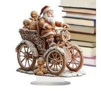 de Santa Acrílico - Escultura de estatuilla de Vacaciones 2D, Booster Espíritu Festivo, Regalo Maravilloso | Diseño de conducción de Cuatro Ruedas con Soporte para Mesa Escritorio Sala de Estar