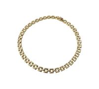 De Santis Gioielleri - Gargantilla de mujer de plata 925 chapada en oro amarillo | Malla de pantera articulada plana | Diseño vintage Statement, longitud 42 cm, hipoalergénico