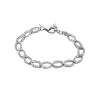 De Santis Pulsera de mujer de plata 925 rodiada con cadena con malla ovalada y brillante acabado diamantado, diseño clásico y luminoso, joya artesanal fabricada en Italia