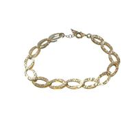 De Santis Pulsera de mujer joyas de plata 925 dorada con cadena de malla ovalada y brillante acabado diamantado, diseño clásico y luminoso, medida 20 cm, fabricada en Italia