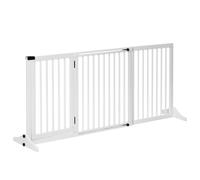 de Seguridad para Perros Extensible 113-166 cm Rejilla de Proteccion para Escaleras y Puertas 3 Piezas con de Madera 113-166x36x71 cm