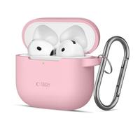 de silicona con protector tecnológico y gancho para Apple Airpods 4 - Color Rosa Polvoriento, Protección contra rayones, Material duradero, Montaje