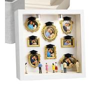 de silueta de museo, vitrina de memoria, 1 marco de sombra para fotos, galería de escritorio en capas 3D con parte frontal de , hardware, soporte dorado para graduación, cumpleaños y boda