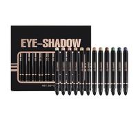 de sombra de ojos crema de larga duración, lápiz de sombra de ojos crema de doble cara, 12 tonos de sombras de ojos pigmentadas - Sombra de ojos brillante con esponja mezcladora