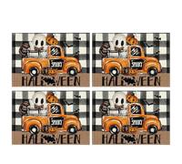 de Table d'Halloween - Ensemble de vaisselle d'Halloween | Decoración de Restauration de Cuisine | Mattes de Table fantômes de la de chauve-Souris effrayante 4pcs | Décor antidéra