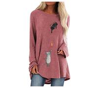 de talla grande cuello redondo manga larga camiseta larga blusa zapatos conjunto de cuidado, Rosa., XL