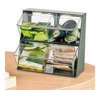de té Caddy, apilable de 2 niveles con tapa transparente | Soporte para bolsas de té para encimeras, armarios de cocina, despensa, edulcorantes, Siehe Beschreibung, Ver descripción, Ver
