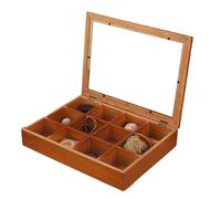De Té - De Té De Madera De 12 Compartimentos, Organizador De De Té Con Tapa Transparente 12.52Pulgadas X 9.45 Pulgadas X 2.36 Pulgadas | Para Cocina En Casa Café Ga