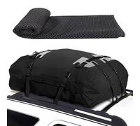 de techo de coche, 15 pies cúbicos de gran portacargas de techo, de almacenamiento de equipaje para techo impermeable | 8 estracheras de hebilla ajustable de 3,8 cm + 2 corbands de hebilla
