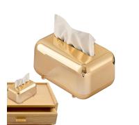 de tela - Porta papel dorado electroplata | Estuche de almacenamiento retro de lujo ligero para servilletas, toallitas húmedas y faciales | Elegante organizador de escritorio para el hogar y