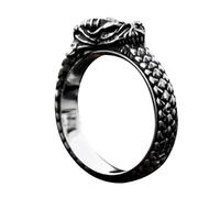 de titanio negro con cabeza de dragón para hombre, elegante escamas de dragón antiguo, joyería negra para amantes y amigos, Refer to description, Consulta la descripción, Unisex